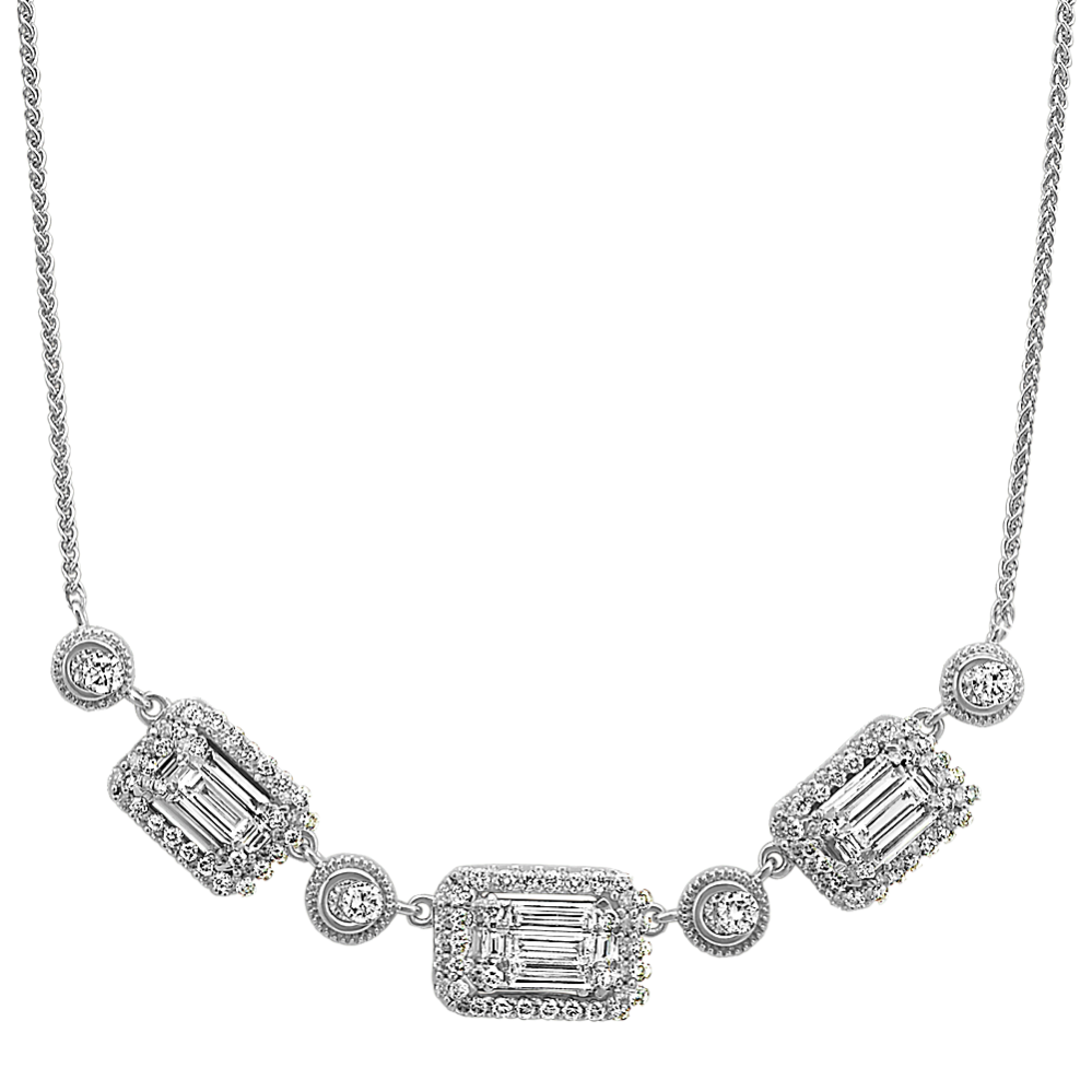 Baguette and Round Diamond Necklace (17.5 in)