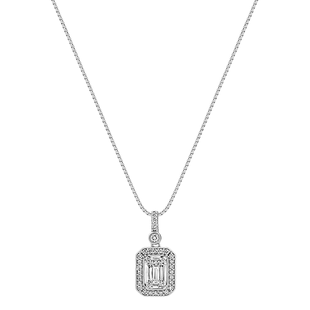 Baguette and Round Diamond Pendant (18 in) | Shane Co.