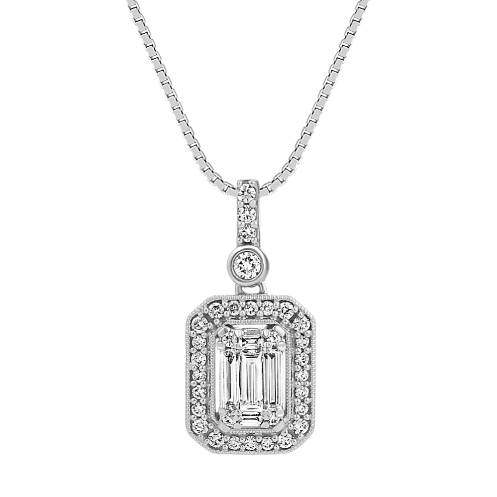 Baguette and Round Diamond Pendant (18 in)