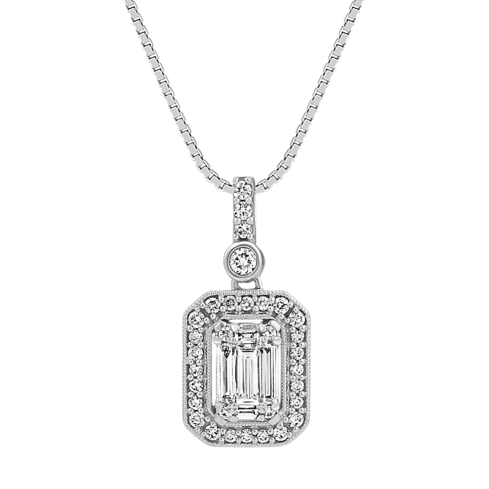 Baguette and Round Diamond Pendant (18'')
