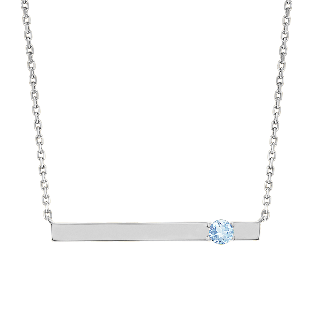 Bar Necklace for 3mm Gemstone in 14k White Gold (20 in)
