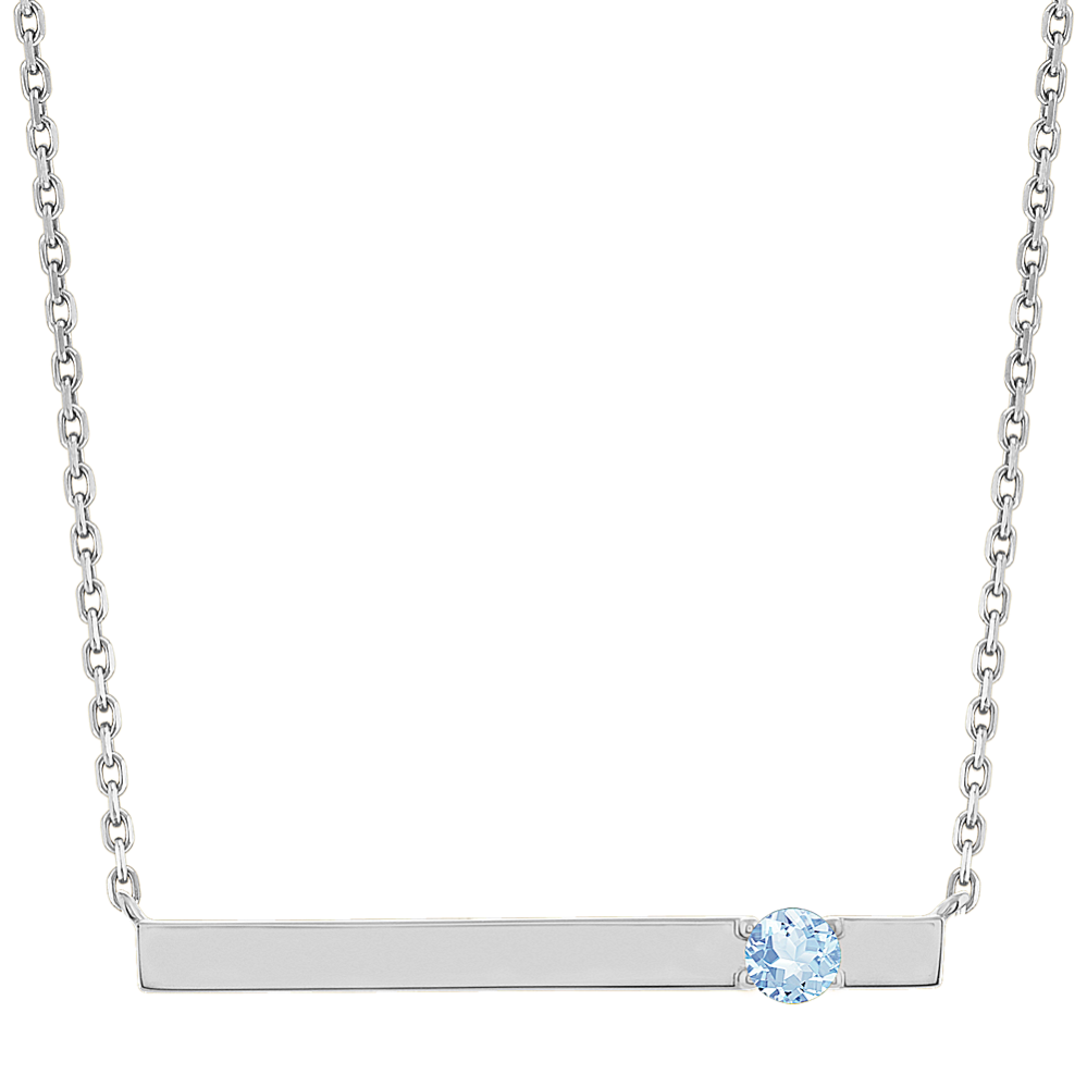 Bar Necklace for 3mm Gemstone in 14k White Gold (20 in)