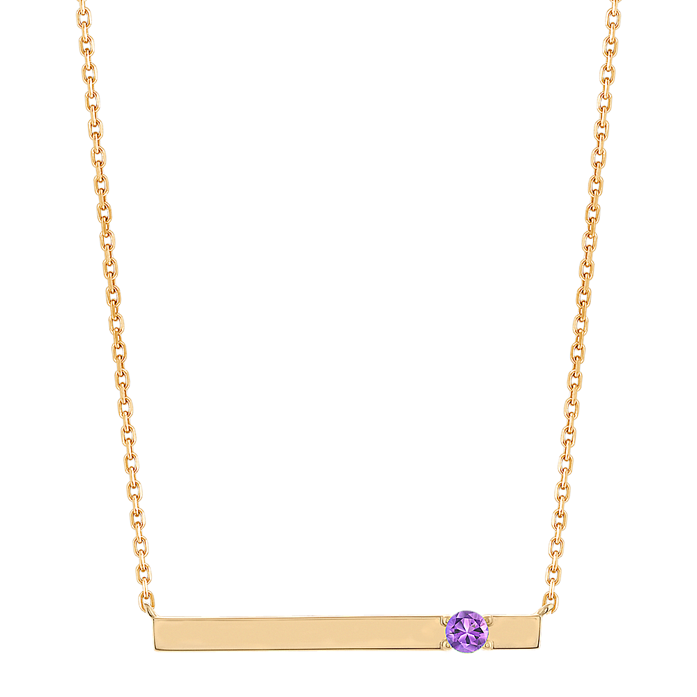 Bar Necklace for 3mm Gemstone in 14k Yellow Gold (20 in)