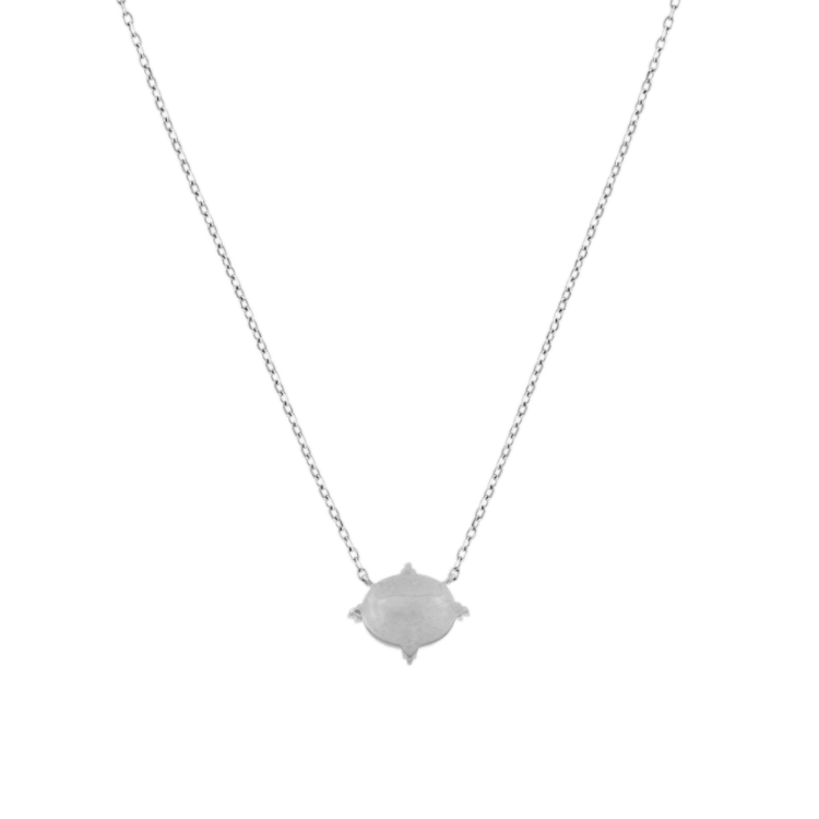 Beatrice Natural Opal Necklace with Bead Accent in 14K White Gold (18 in)
