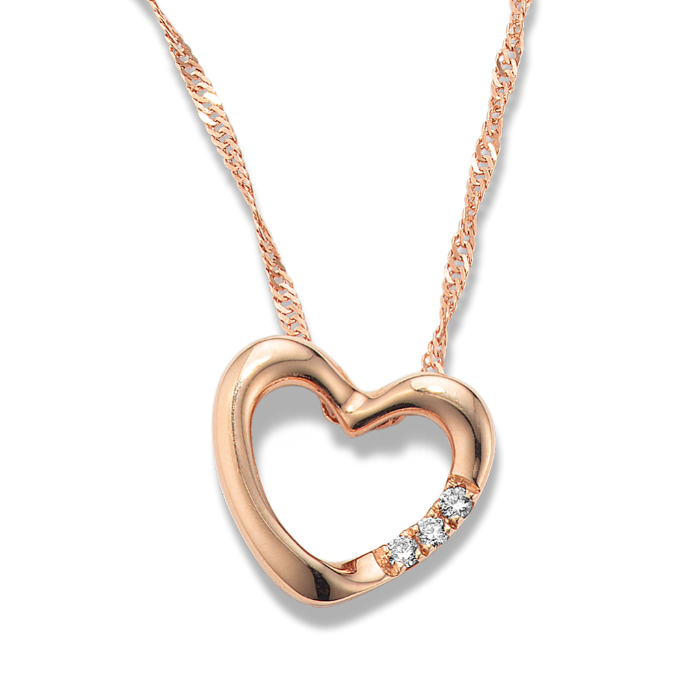 Beso Diamond Heart Pendant in 14K Rose Gold (20'')