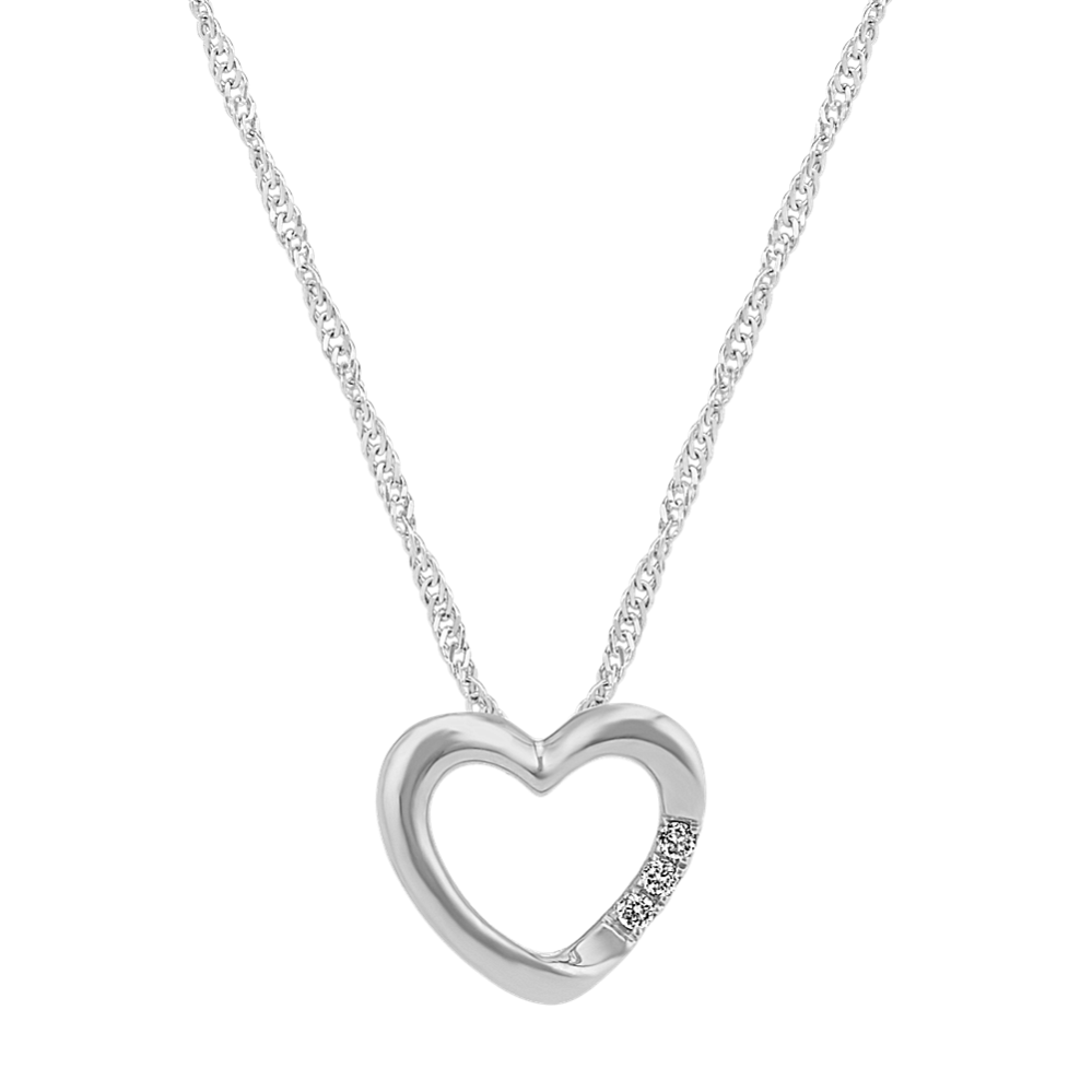Beso Diamond Heart Pendant in 14K White Gold (20 in)