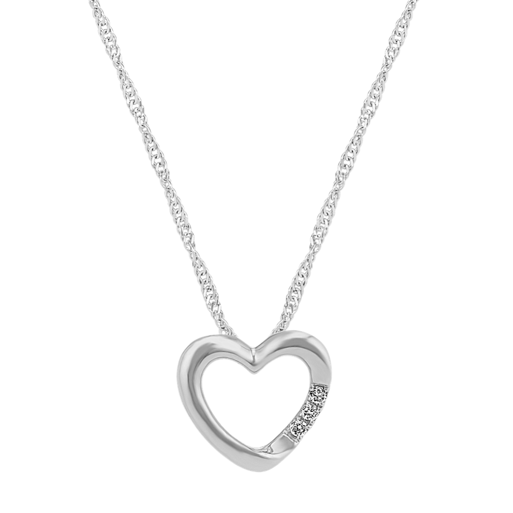 Beso Diamond Heart Pendant in 14K White Gold (20'')