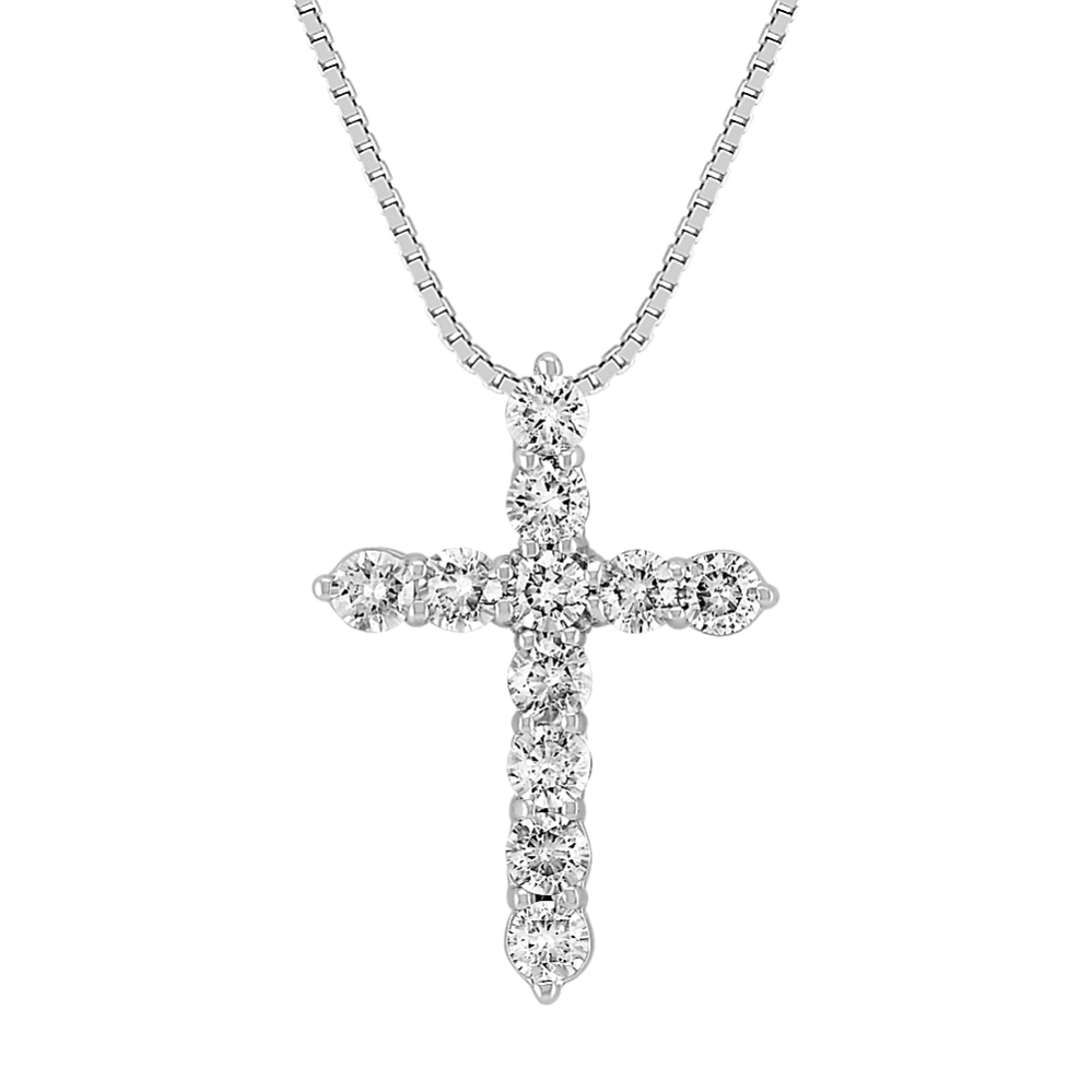 Bethany Diamond Cross Pendant in 14K White Gold (18 in)