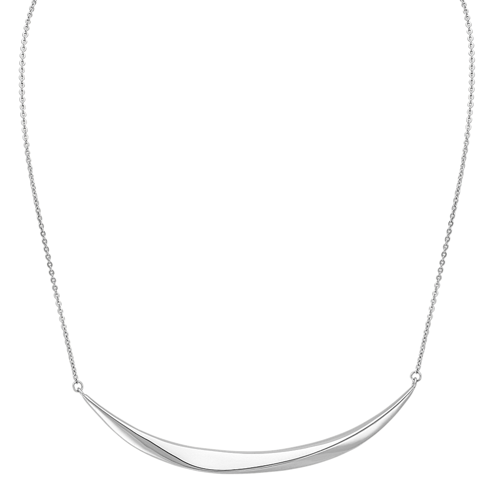 Bevel Edge Curve Necklace in Sterling Silver (18 in)
