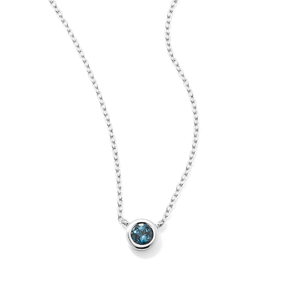 Bezel-Set Blue Topaz Necklace - Sterling Silver