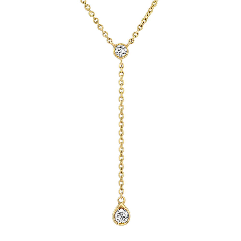 Bezel-Set Diamond Drop Necklace in 14k Yellow Gold (18 in)