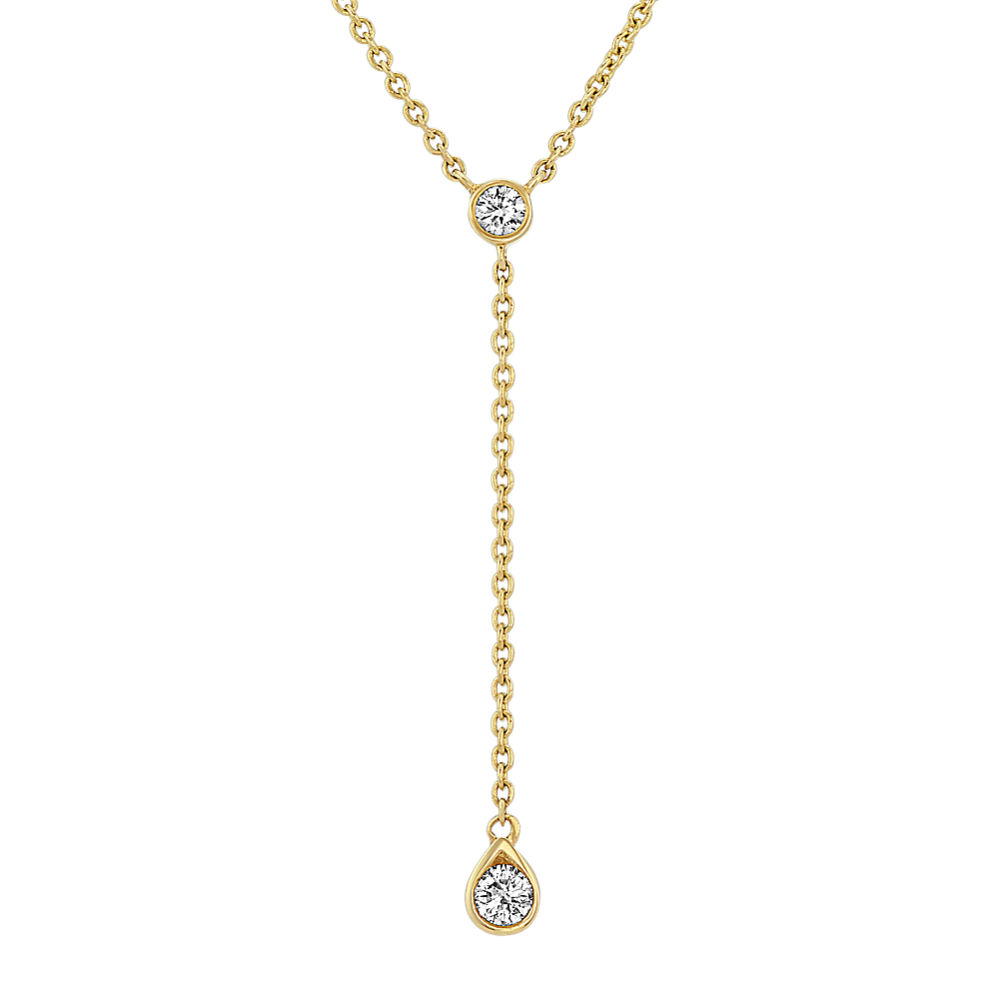 Bezel-Set Diamond Drop Necklace in 14k Yellow Gold (18'')