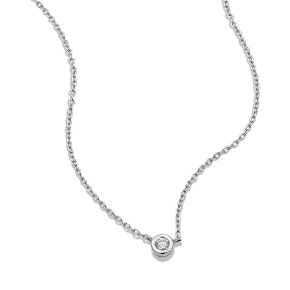 Bezel-Set Diamond Necklace - Sterling Silver
