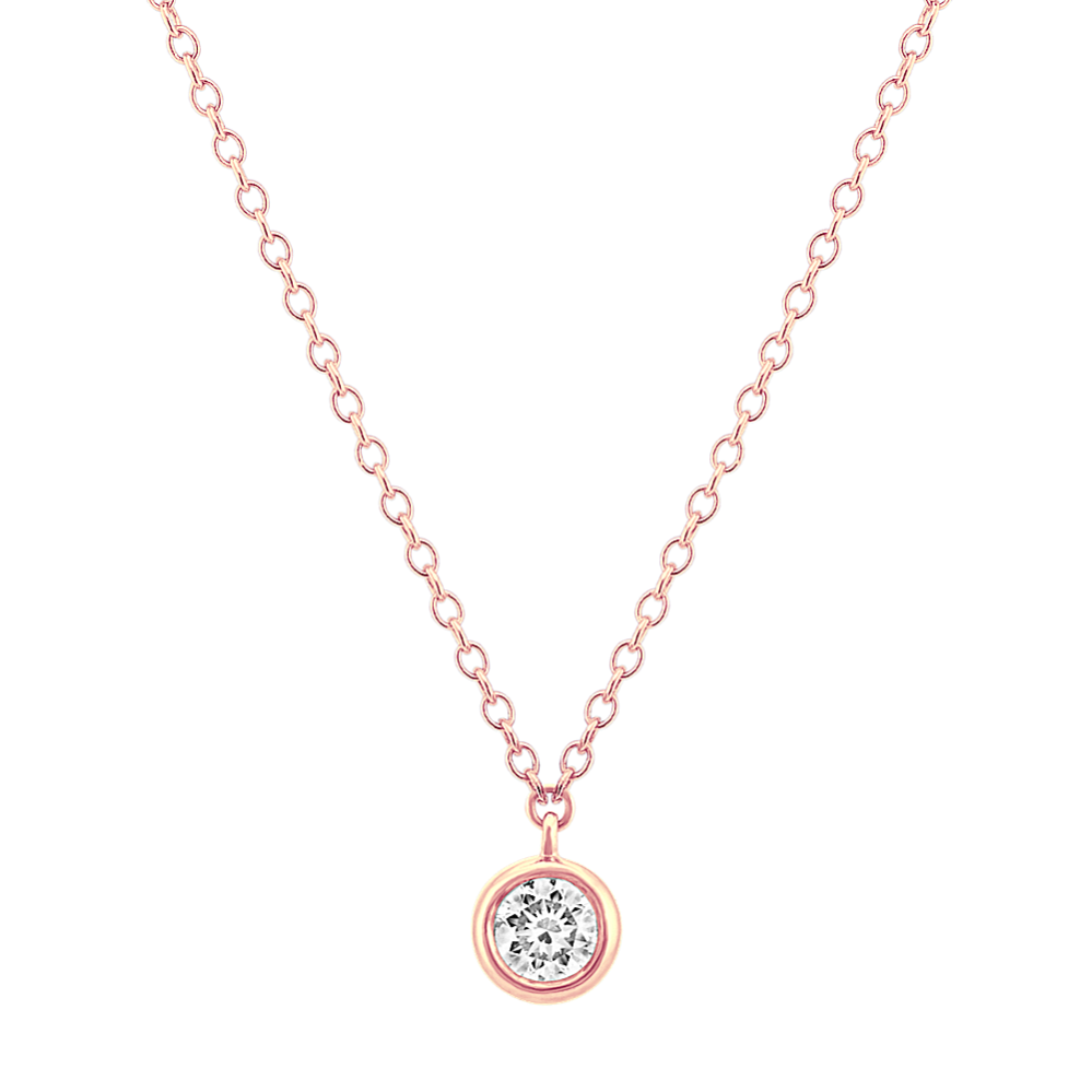 Bezel-Set Diamond Necklace in 14k Rose Gold (18 in)