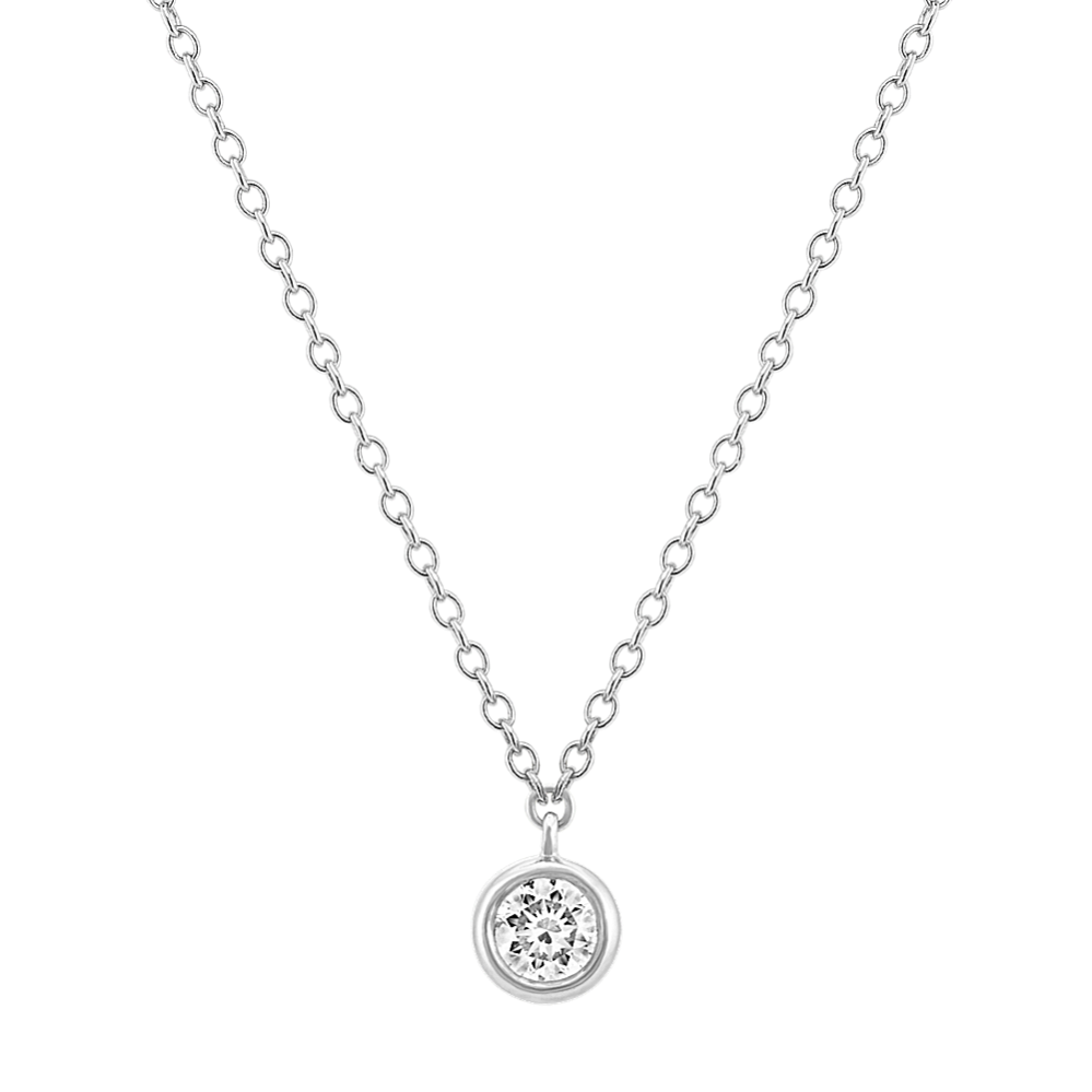 Bezel-Set Diamond Necklace in 14k White Gold (18 in)