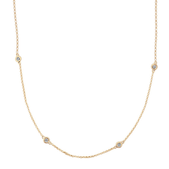 Bezel-Set Diamond Necklace in 14k Yellow Gold (18 in) | Shane Co.