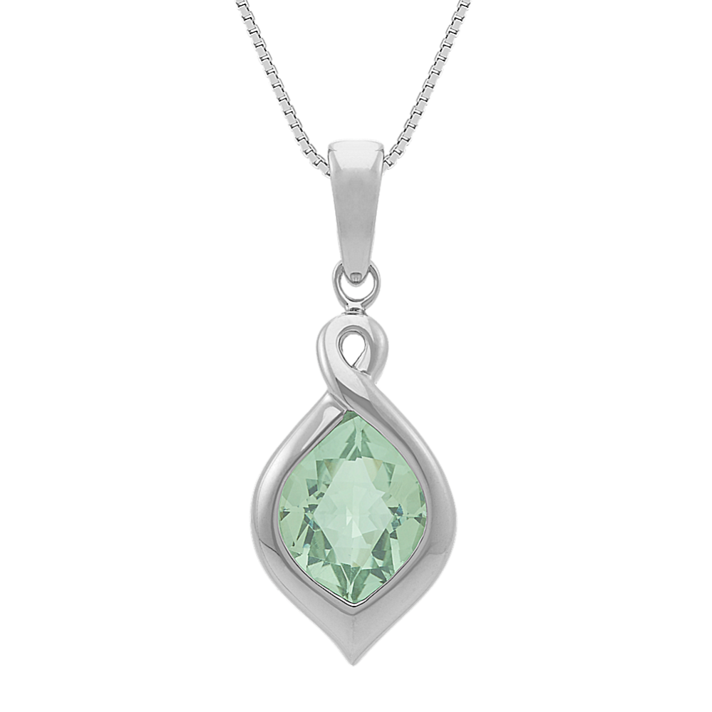 Bezel-Set Fancy Shaped Quartz Pendant in Sterling Silver (18'')