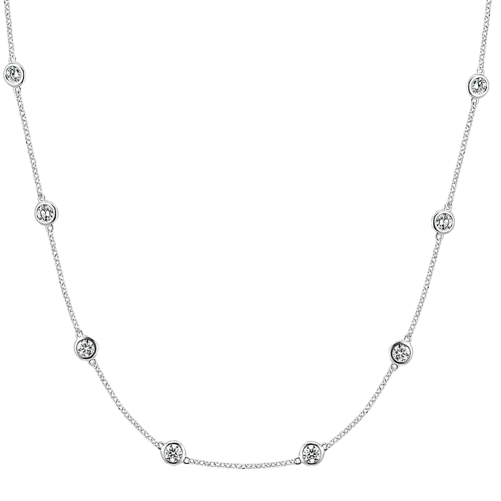 1.95 ct Bezel-Set Diamond Station Necklace (24 in)