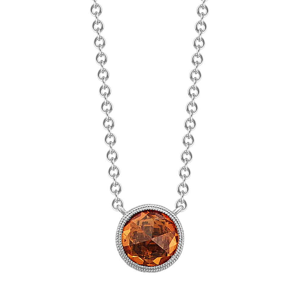 Bezel-Set Orange Sapphire Necklace (18 in.)