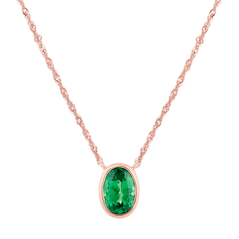 Bezel-Set Oval Tsavorite Garnet Necklace (18'')