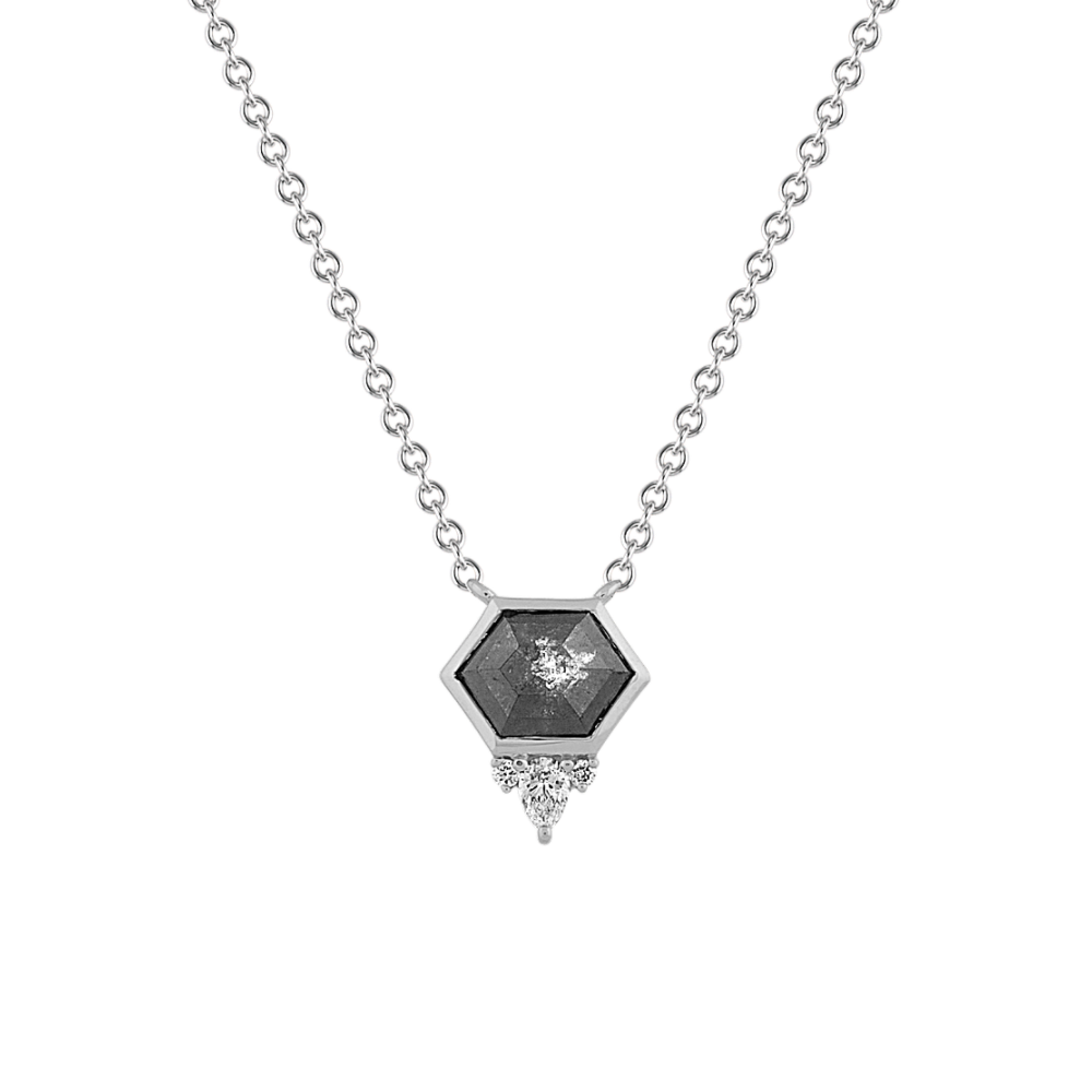 Bezel-Set Pepper Natural Diamond Necklace in 14k White Gold (20 in)