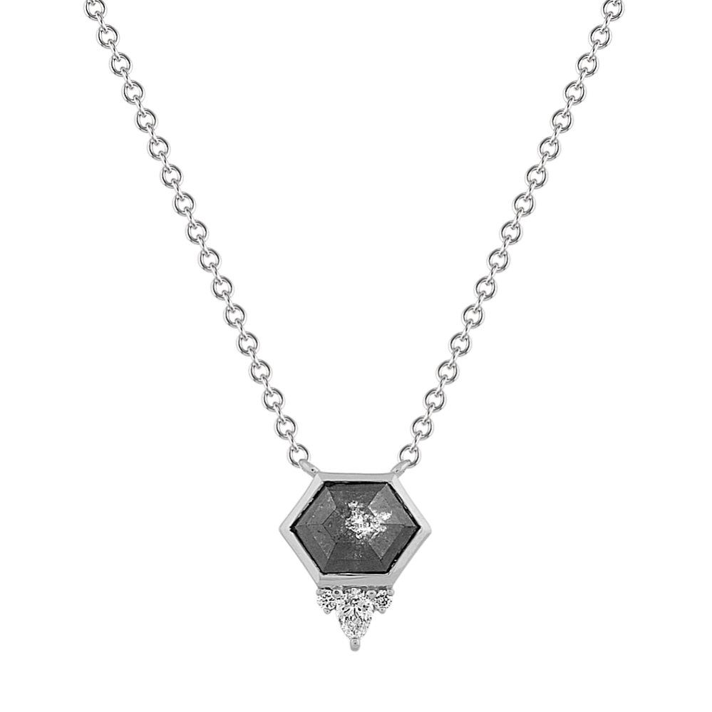 Bezel-Set Pepper Diamond Necklace in 14k White Gold (20 in)
