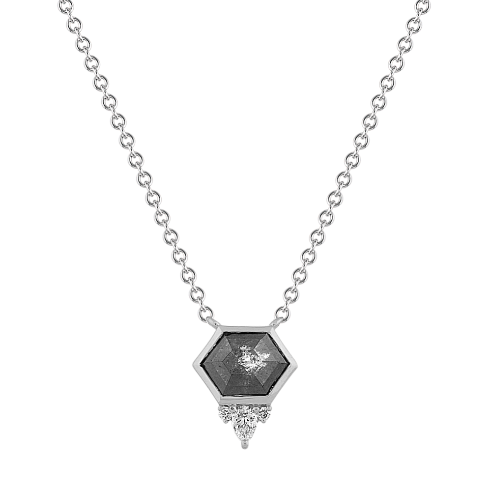Bezel-Set Pepper Diamond Necklace in 14k White Gold (20'')