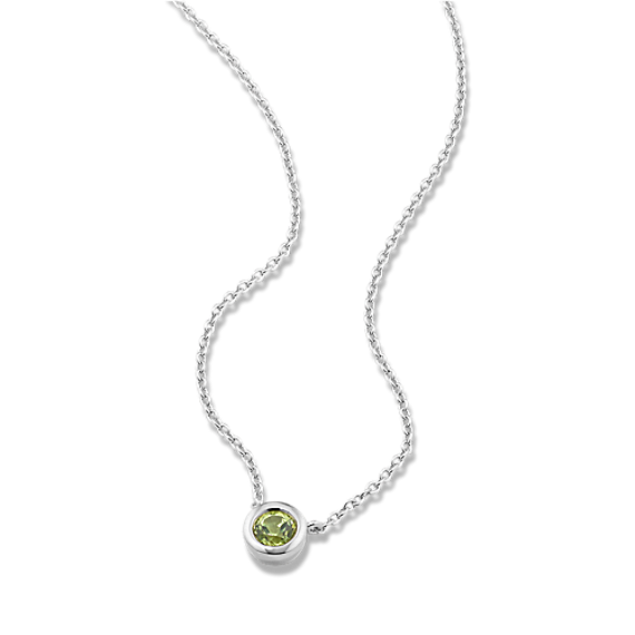 Bezel-Set Peridot Necklace - Sterling Silver