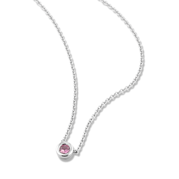 Bezel-Set Pink Sapphire Necklace - Sterling Silver