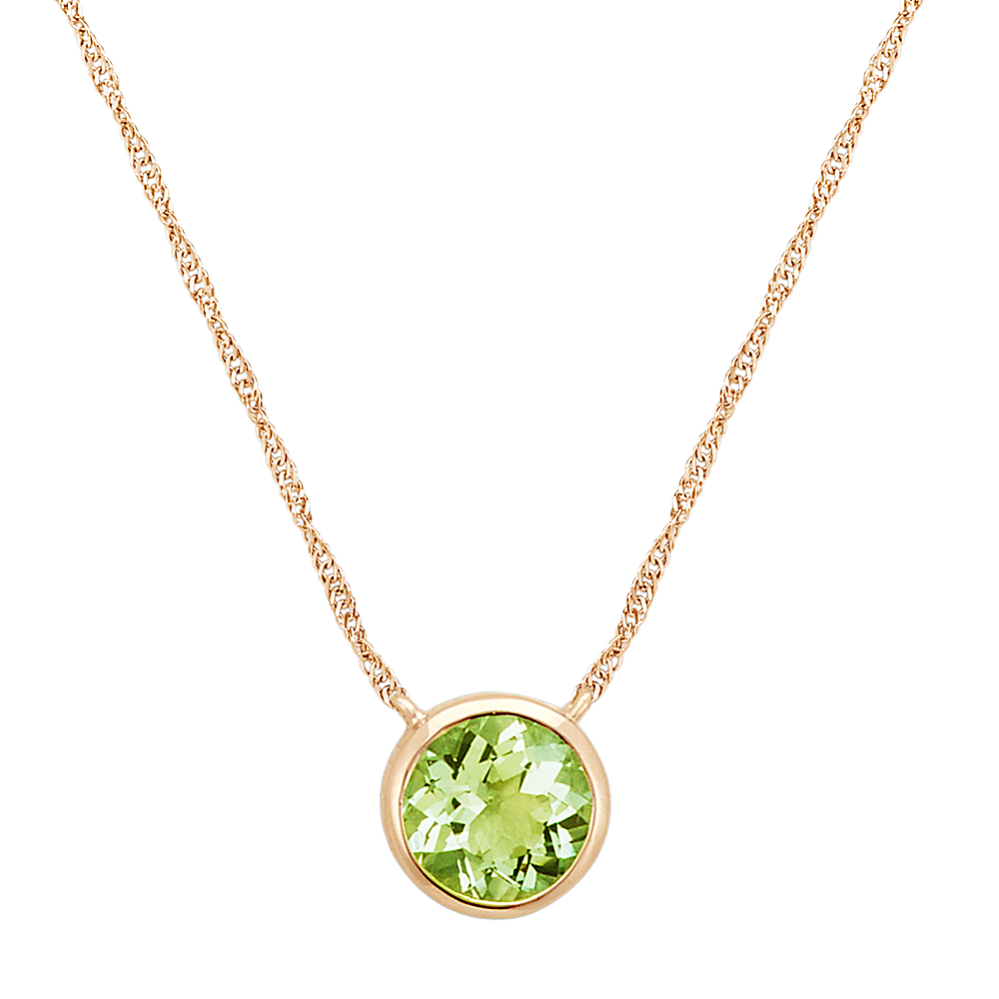 Bezel-Set Round Peridot Necklace in 14k Yellow Gold (18 in)