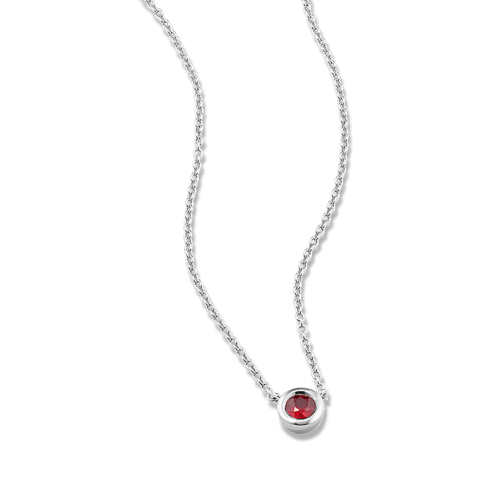 Bezel-Set Ruby Necklace - Sterling Silver