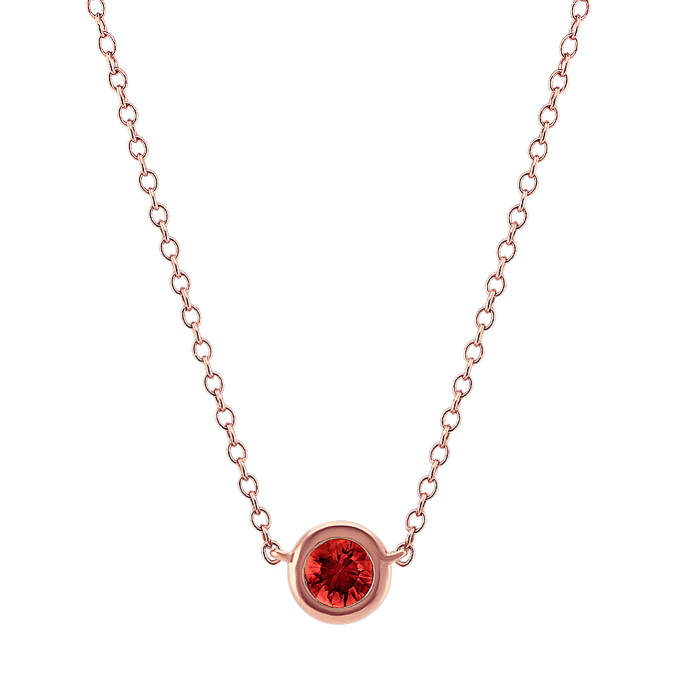 Bezel-Set Ruby Necklace in 14k Rose Gold (18 in)