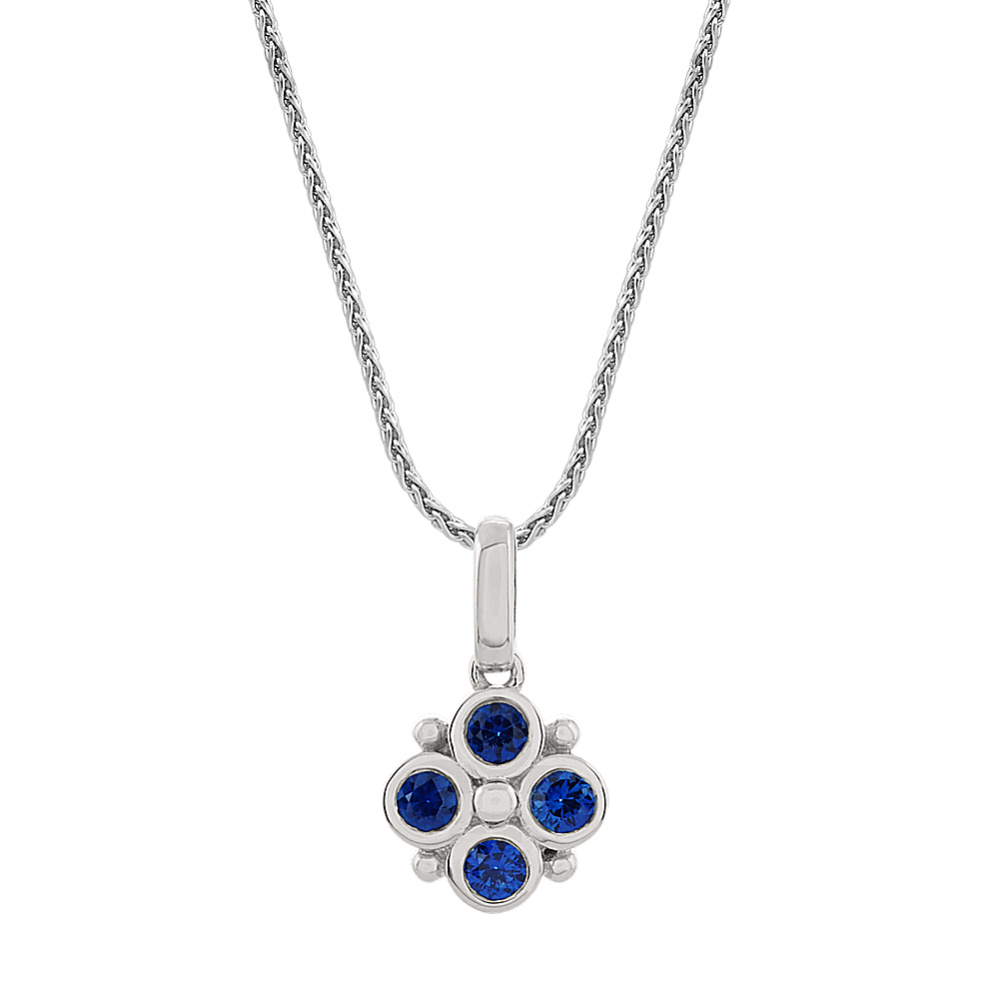 Bezel-Set Traditional Blue Sapphire Pendant (22 in)