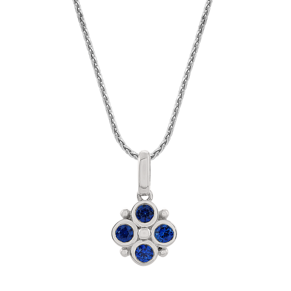 Bezel-Set Traditional Blue Sapphire Pendant (22'')
