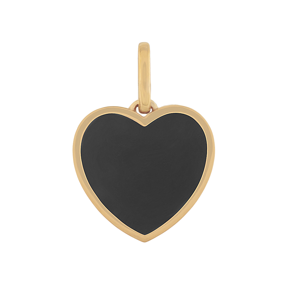 Black Natural Agate Charm in 14k Yellow Gold