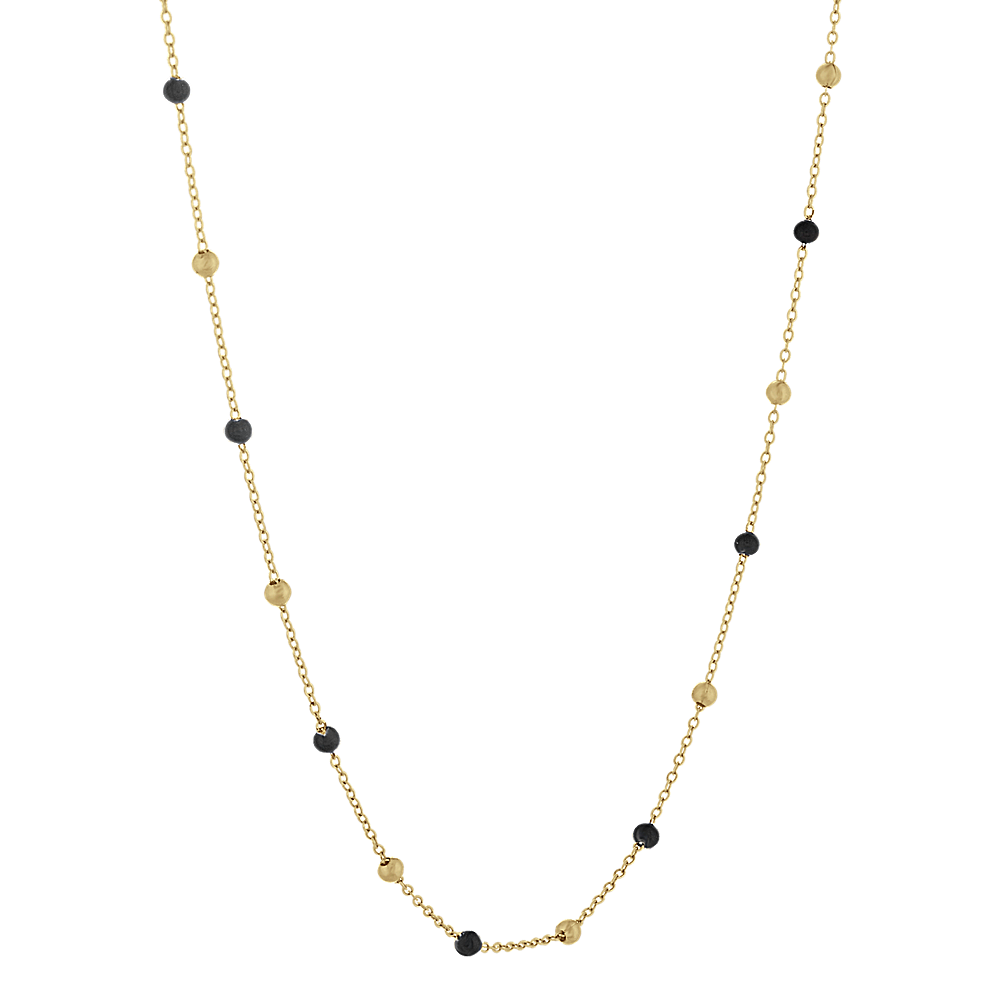 Buy Together Black Beads Gold Chain 18 KT yellow gold (5.26 gm).