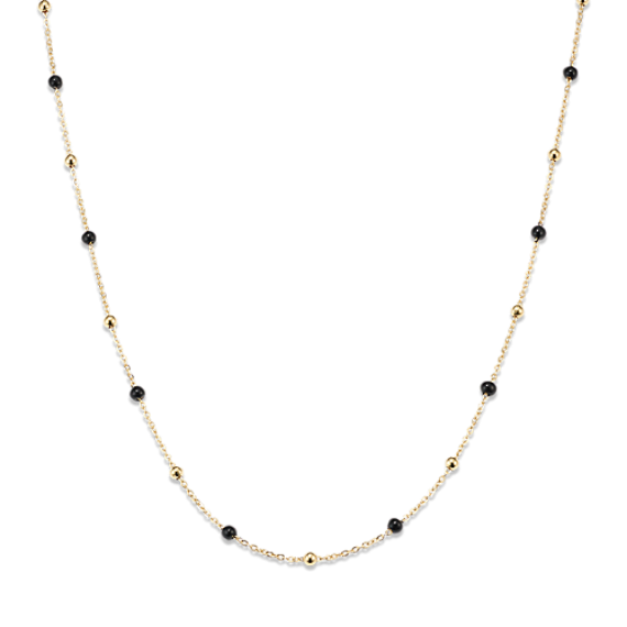 14k Yellow Gold & Black Enamel Bead Chain