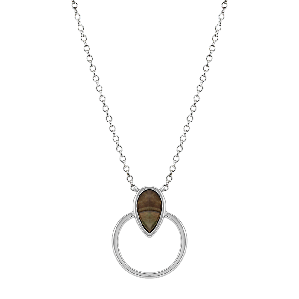 Black Mother of Pearl Necklace in Sterling Silver (18'')