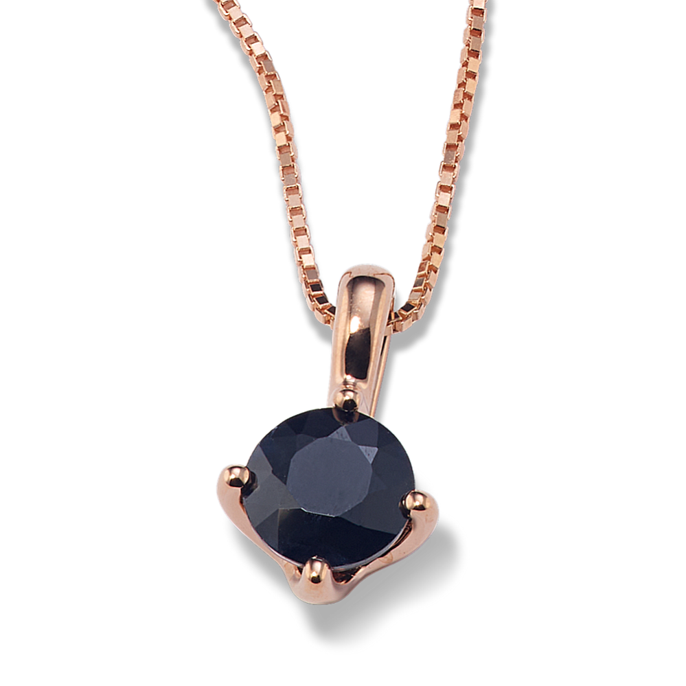 6mm Black Sapphire Solitaire Pendant