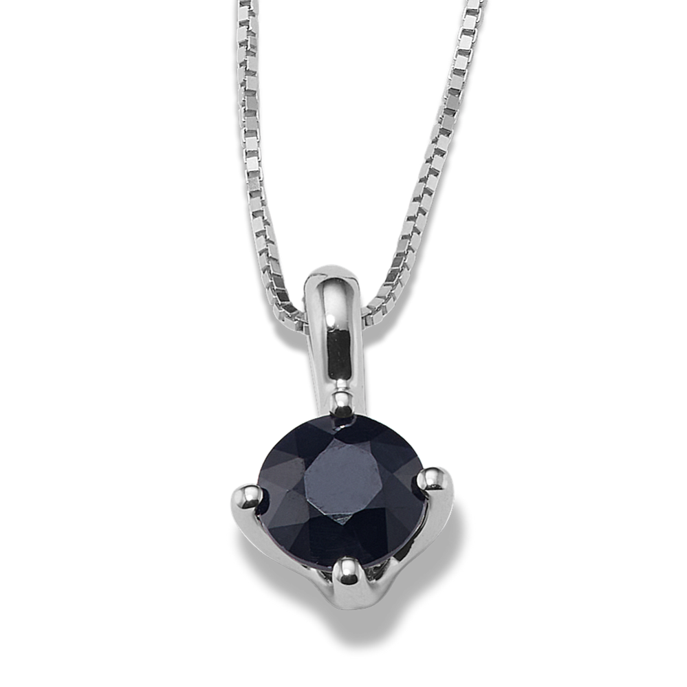 6mm Black Sapphire Solitaire Pendant