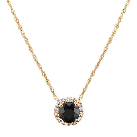 Black Sapphire And Diamond Halo Necklace 18 In Shane Co - Black Sapphire Pendant Necklace