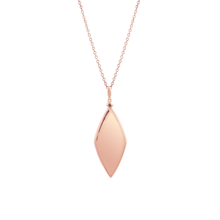 Black Natural Sapphire and Natural Diamond Pendant in 14k Rose Gold (24 in)