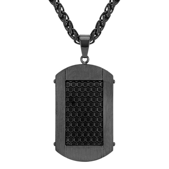 Black Stainless Steel Dog Tag Necklace (24 in)