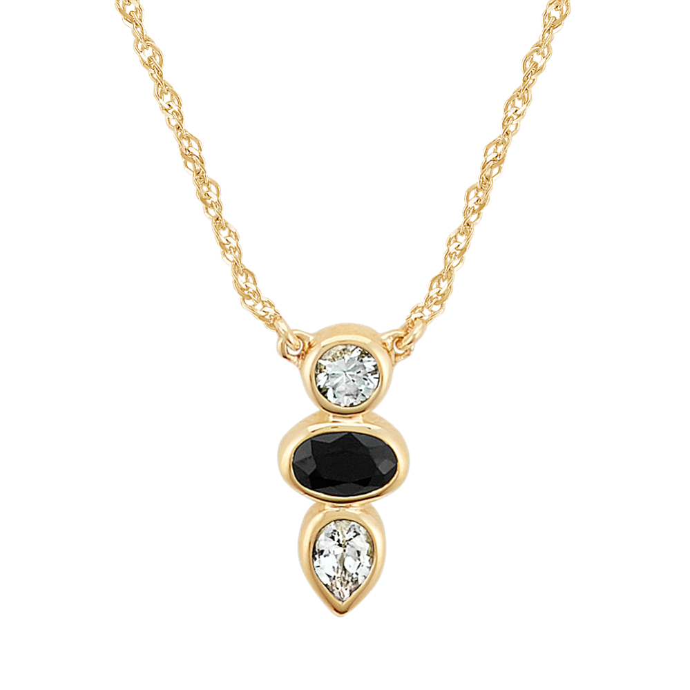 Black & White Sapphire Three-Stone Necklace (18 in)