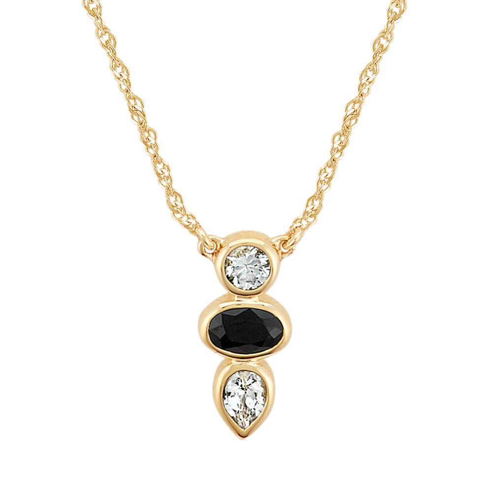 Black & White Sapphire Three-Stone Necklace (18'')