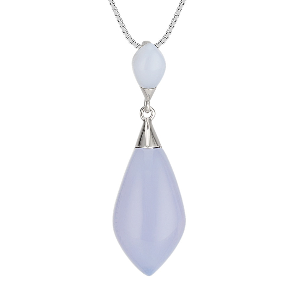 Blue Lace Agate Pendant in Sterling Silver (18 in)
