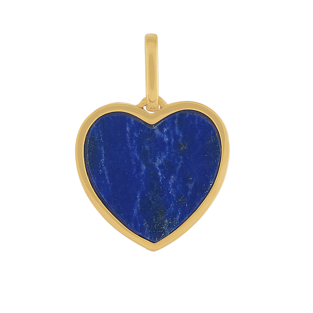 Natural Blue Lapis Charm in 14k Yellow Gold