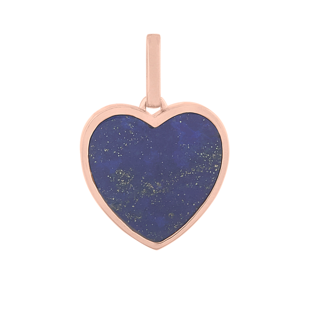 Blue Lapis Heart Charm in 14k Rose Gold