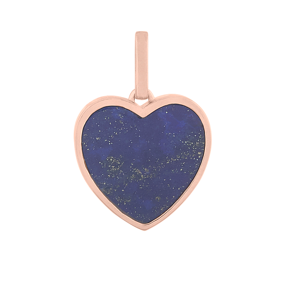 Natural Blue Lapis Heart Charm in 14k Rose Gold