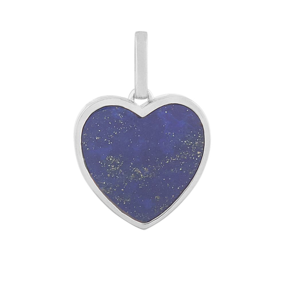 Blue Lapis Heart Charm in 14k White Gold